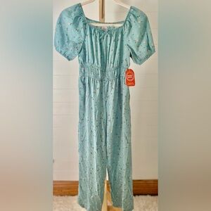 Wonder Nation Girls Blue‎ Floral Jumpsuit Large